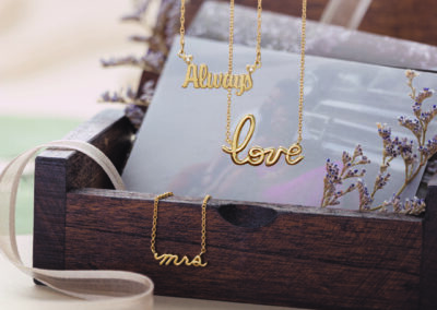 Script text necklaces - Something Beautiful Fine Jewelry